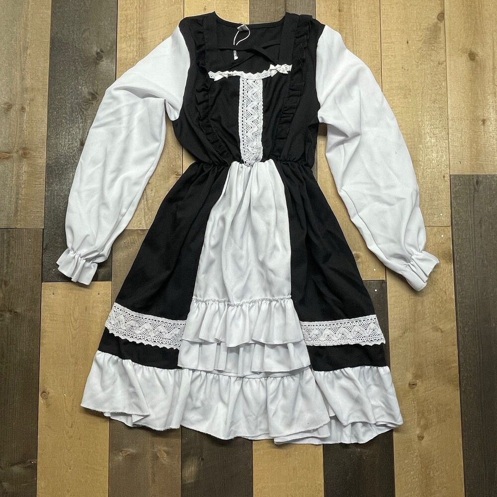 Czzcyoyeah XXS/XS Dress Cosplay Lolita Ruffle Maid Costume Japanese Puff Sleeve